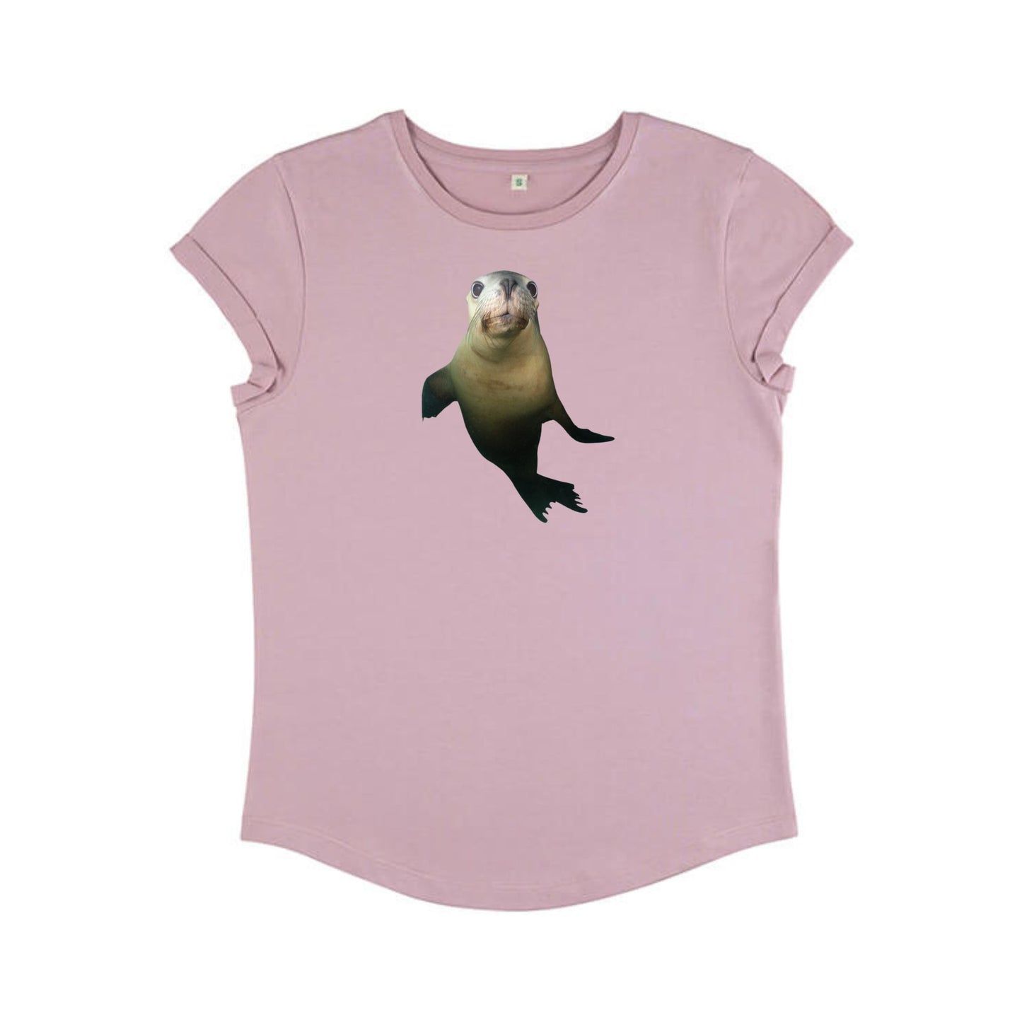 Ladies T Shirt - Sea lion Play on Dusty Pink