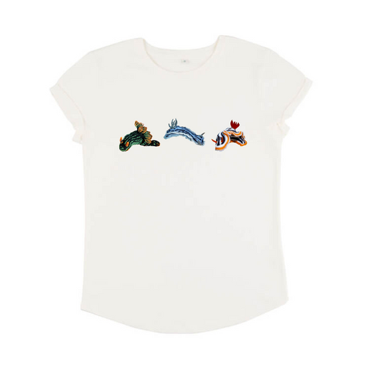 Ladies T Shirt - Nudibranch Trio on Mist