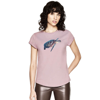 Ladies T Shirt - Turtle on Dusty Pink