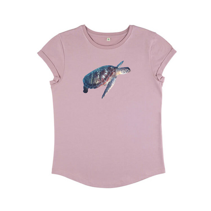 Ladies T Shirt - Turtle on Dusty Pink