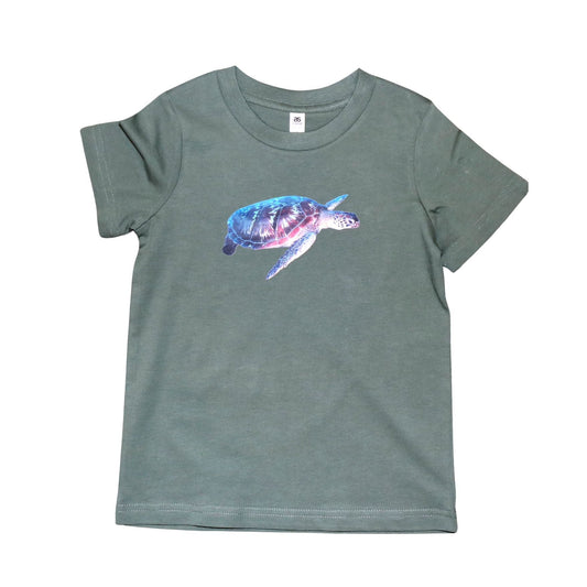 Kids T Shirt - Turtle on Sage Green - Benni Marine Designs