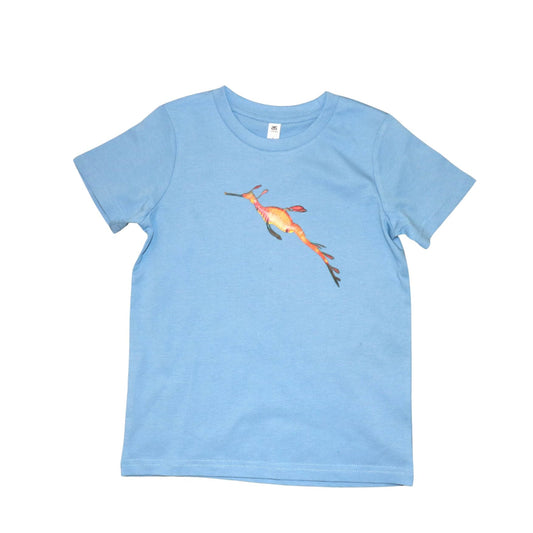 Kids T Shirt - Weedy Seadragon on Blue - Benni Marine Designs