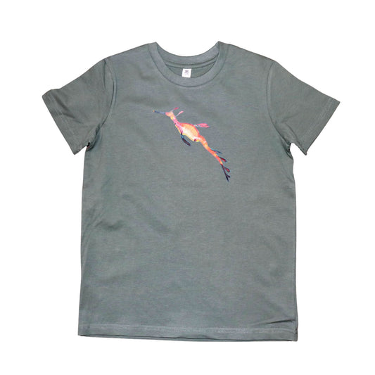 Kids T Shirt - Weedy Seadragon on Sage - Benni Marine Designs