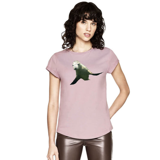 Ladies T Shirt - Sea lion Play on Dusty Pink - Benni Marine Designs
