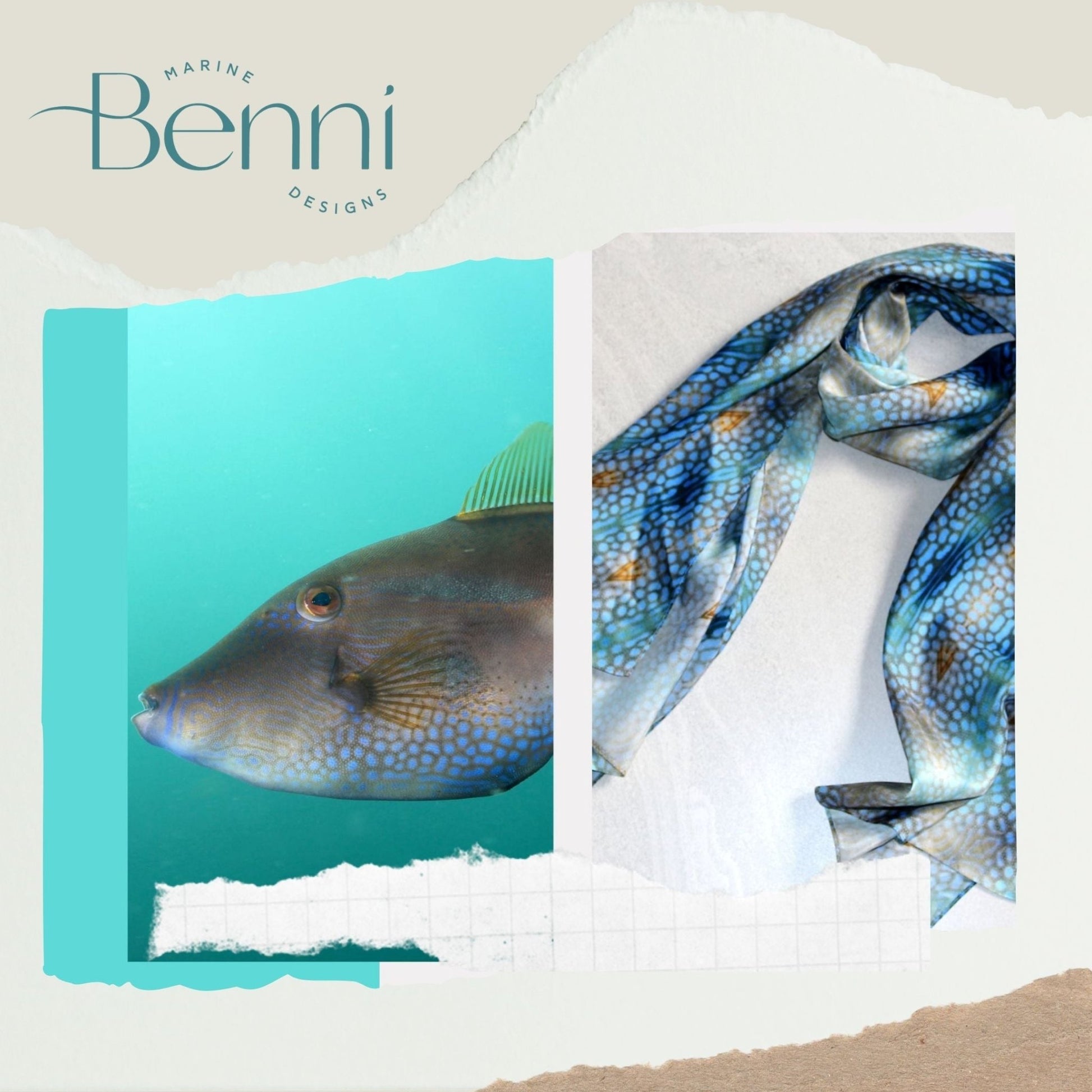 Multi - Purpose Headwear - Ocean with Amber - Benni Marine Designs