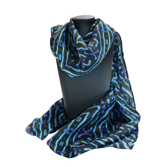 Peached Silk Scarf - Blue Drama - Benni Marine Designs