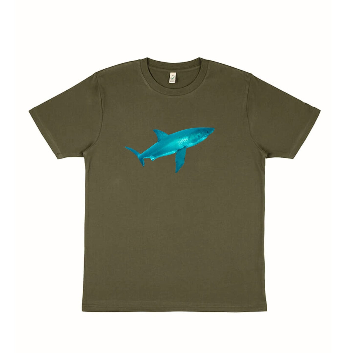 Unisex T Shirt - Shark on Army Green - Benni Marine Designs