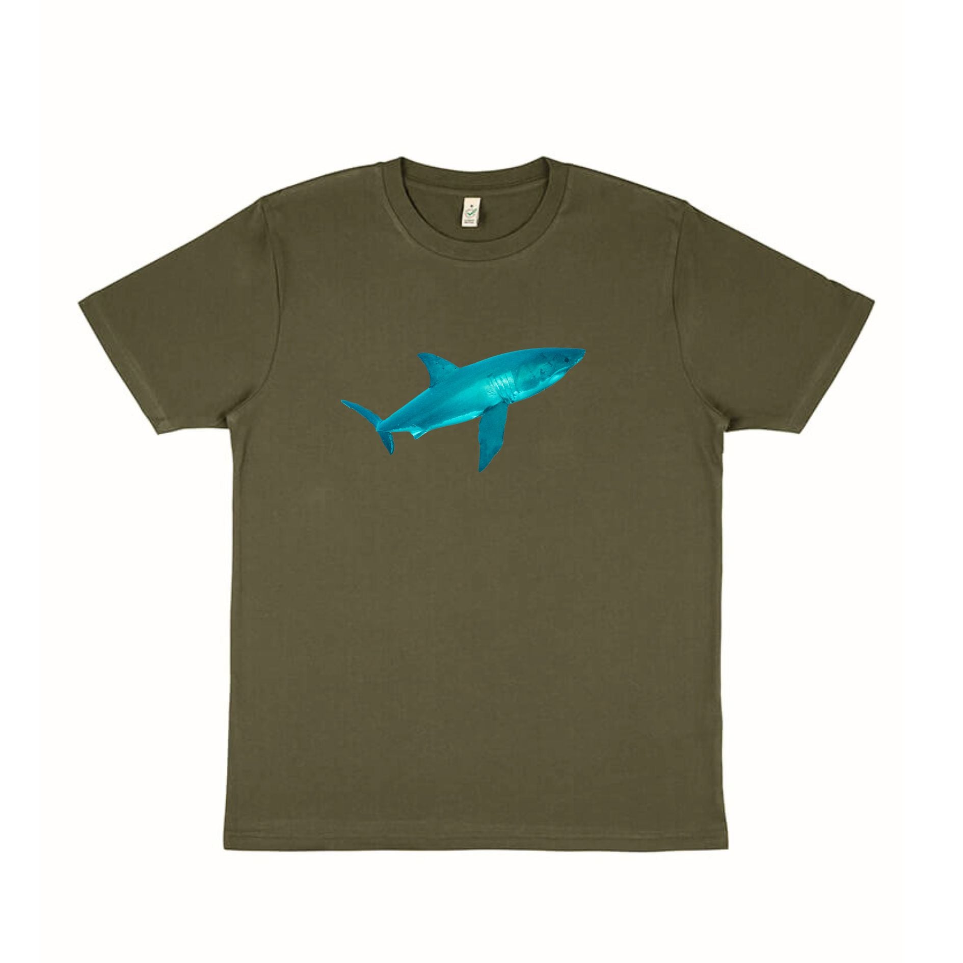 Unisex T Shirt - Shark on Army Green - Benni Marine Designs