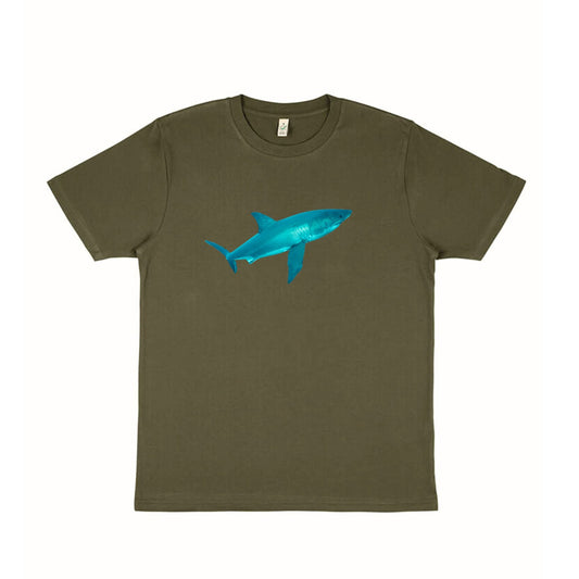 Unisex T Shirt - Shark on Army Green - Benni Marine Designs