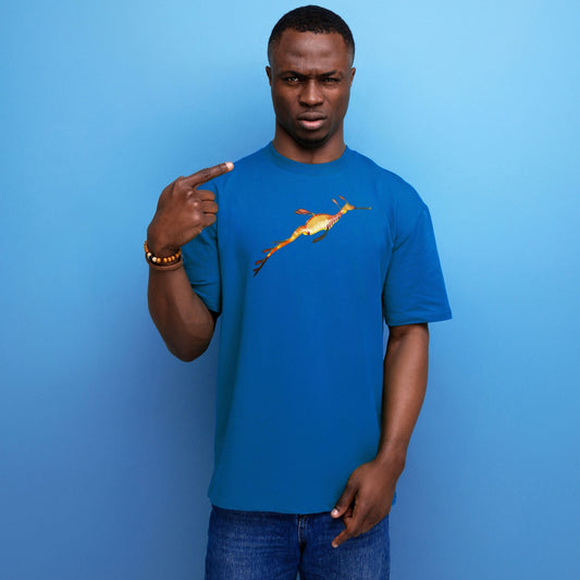 Unisex T Shirt - Weedy Seadragon on Blue - Benni Marine Designs